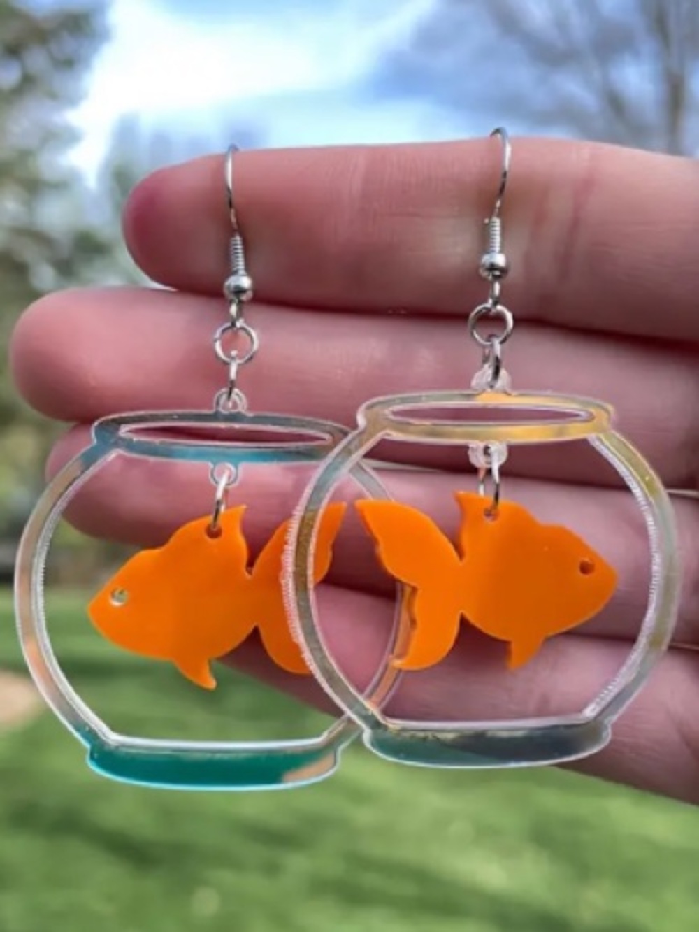 Clear Aquarium Goldfish Drop Earrings